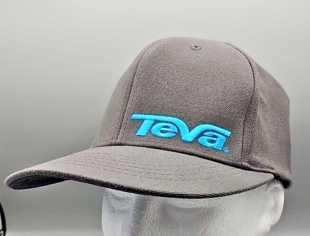 Teva Gray/Blue Hat Baseball Cap Tek Flex Sz 57cm 7 1/4